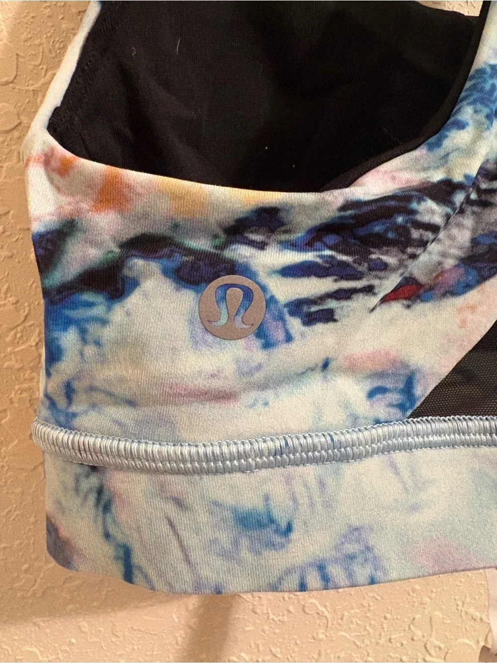 lululemon athletica Light Blue Tie-Dye Sports Bra with Black Racerback